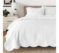 Cozy Line Home Fashions Victorian Medallion Solid White Embossed 100% Cotton Bedding Quilt Set,Reversible Bedspread, Coverlet (Blantyre - White, Oversized King - 3 Piece)