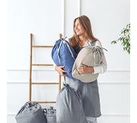 Cozy Linen Natural Linen Laundry Bag - Large Drawstring Closure Storage Bag, Hanging Dorm laundry bag, 45x56cm