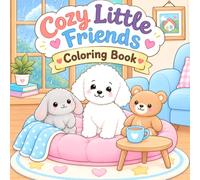 Cozy Little Friends: A Cute Coloring Book for Kids and Adults Featuring a Puppy, Bunny and Teddy Bear in Cozy Everyday Moments
