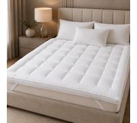 Cozy Living Luxury Double Mattress Topper10cm Ultra Thick,1100 GSM Super Soft Microfiber Filling, Deep Sleep Comfort, Skin Safe & Mattress Topper with Durable Elastic Straps (137x190cm)