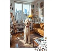 Cozy Living Room Jigsaw Puzzles. 38x26cm/1000pcs Urban Pet Whimsical Challenge Toy for Educational Games Gifts