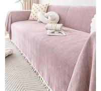 Cozy LShaped Sofa Cover 1/2/3/4 Seat Plush Fabric with Decorative Tassels 180x150cm Elegant Pink Couch Protector Perfect for Living Room Décor