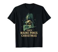 Cozy Maine Pines Shirt Cabin Moose Christmas Night ME State T-Shirt