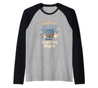 Cozy Menorah Light The Night Hanukkah Design Raglan Baseball Tee