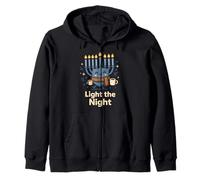 Cozy Menorah Light the Night Hanukkah Design Zip Hoodie