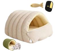 Cozy Monster Cat Bed, 2026 and Winter Warm Cat House, Soft and Warm Cats House Bed, Cozy Warming Anti-Slip Fluffy Pet Bag, with Removable Cushioned (Beige, M)