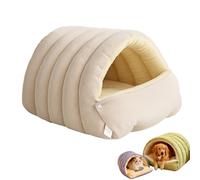 Cozy Monster Cat Bed, 2026 New Winter Warm Cat House, Warm Cave Style Pet Bed for Cats & Small Dogs, 360° Nesting Design, Foldable and Washable (Beige,L)
