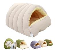Cozy Monster Cat Bed, 2026 New Winter Warm Cats Sleeping Bag, with Removable Cushion, Machine Washable Warm Kitty Beds for Indoor Cats & Small Dogs (Beige,S)