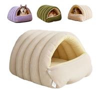 Cozy Monster Cat Bed, 2026 Winter Warm Cat House,Soft and Warm Cats House Tent Beds,Comfortable Plush Pet Cave Beds,Non-Slip Removable Washable,Anti-Slip Fluffy Pet Bag for Small Cats Dogs (creamM)