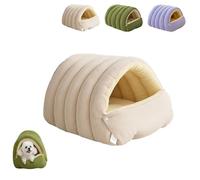 Cozy Monster Cat Bed, Cat Beds for Indoor Cats,Cave Beds Cats Tent with Removable Cushion, Warm Cave Nest Sleeping Puppy House for Small Dogs, with Washable Cover (Beige, L)