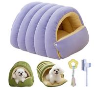 Cozy Monster Cat Bed, Cat Beds for Indoor Cats, Soft Plush Winter Closed-off Cave House, Pet Sleeping Removable Washable Pad Bags for Pets, Kittens and Small Dogs (S,Purple)