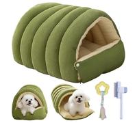 Cozy Monster Cat Bed, Cat Beds for Indoor Cats, Soft Plush Winter Closed-off Cave House, Pet Sleeping Removable Washable Pad Bags for Pets, Kittens and Small Dogs (M,Dark green)