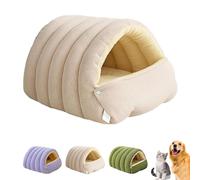 Cozy Monster Cat Bed, Cat Beds for Indoor Cats, Warm Cave Nest Sleeping Bed Puppy House for Cats Small Dogs, with Removable Washable Cover & Anti-Slip Base (Beige,M)