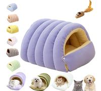 Cozy Monster Cat Bed, Cat Cave Beds for Indoor Cats, Cute Soft and Warm Kitten House Bed with Removable Washable Cover & Anti-Slip Base (Purple, M(17.72 * 14.57 * 11.02in))