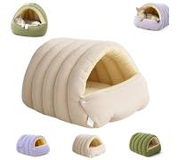 Cozy Monster Cat Bed, Cat Cave Tent With Removable Cushion, 360° Nesting Design, Warm Nest Sleeping, Snuggle Season Just Got Fluffier, For Cats Small Dogs (Beige,Large)
