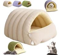 Cozy Monster Cat Bed, Cat Cave Tent with Removable Cushion, Pet Cave for Indoor Cats, Soft and Warm Cats House Tent Bed, For Cats Small Dogs (Beige, L)