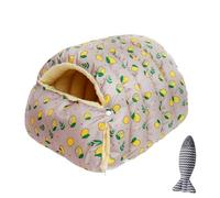 Cozy Monster Cat Bed, Cave Pet Bed with Removable Cushion & Non-Slip Bottom, Soft Cat beds for Indoor Cats & Small Dogs (Gray lemon,Large)