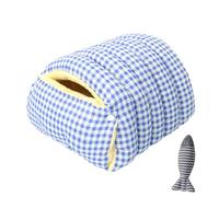Cozy Monster Cat Bed, Cave Style Pet Bed with Removable Cushion & Non-Slip Bottom, Warm, Soft, Washable Cat Beds for Indoor Cats & Small Dogs (Blue checkered,Small)