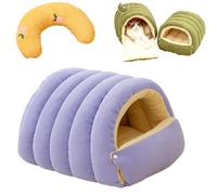 Cozy Monster Cat Bed, Enclosed Cat Bed With Removable Cushioned, 360° Nesting Design, Fluffy And Comfortable, Warm Pet Cave For Small Pets, Washable, Calming, Anti Stress (M,PURPLE)