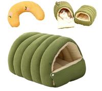 Cozy Monster Cat Bed, Enclosed Cat Bed With Removable Cushioned, 360° Nesting Design, Fluffy And Comfortable, Warm Pet Cave For Small Pets, Washable, Calming, Anti Stress (M,GREEN)