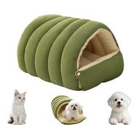 Cozy Monster Cat Bed, Fluffy Non-Slip Washable Cave Tent Bed with Removable Cushion, Warm Pet Beds for Cats & Small Dogs (Green,Small)