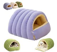 Cozy Monster Cat Bed for Indoor Cats - Warm Winter Cat Cave with Removable Washable Cover, Dual-Purpose Pet Bed for Kittens & Small Dogs (Purple,L)