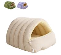 Cozy Monster Cat Bed,Indoor Cat Bed Cave Style Cozy Hideaway with Removable Washable Cover Anti Slip Base,Cozy Warming Anti-Slip Fluffy Pet Sleeping Bag (Beige, L)