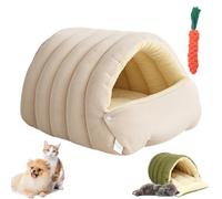 Cozy Monster Cat Bed, Indoor Cats Bed - Cave Style Cozy Hideaway, Cat Cave Tent with Removable Cushion, Dual-Purpose Dog Nests, for Cats, Small Dogs (Beige,L:57 * 37 * 28cm)