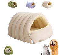 Cozy Monster Cat Bed, Niopets Cozy Monster Cat Beds Cave, Cats Bed Tent with Removable Cushion, Warm Cave Nest Sleeping Beds, Puppy House for Cats, Small Dogs(beige,M)