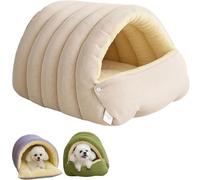 Cozy Monster Cat Bed, Pet Cave for Indoor Cats, Large Dog Bed Washable Dog Crate Mattress Calming Fluffy Dogs Beds, Dogs Cats Soft and Fluffy Cuddler Pet Cushion Self-Warming Puppy Beds (Beige, L)