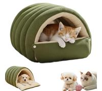 Cozy Monster Cat Bed, Pet Cave for Indoor Cats, Soft and Warm Cats House Tent Bed,Removable Washable Dual-Purpose Pet Nest,Winter Warm Cat Bed for Indoor Cats,Kittens and Small Dogs (Green, M)