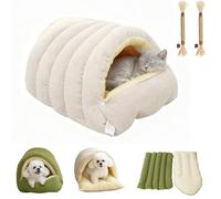 Cozy Monster Cat Bed, Pet Cave for Indoor Cats, Soft and Warm Cats House Tent Bed with Removable & Washable Cushioned for cat and Small Dog (Beige,M)