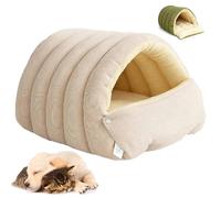 Cozy Monster Cat Bed, Pet Cave for Indoor Cats, Soft and Warm Cats House Tent Beds, Calming Plush Anti-Anxiety Cuddler Bed with Removable Washable Cover & Anti-Slip Base (Beige,L)