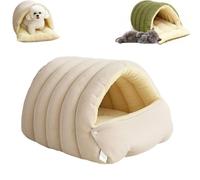 Cozy Monster Cat Bed, Pet Cave for Indoor Cats, Winter Thickened Warm Removable and Washable Cat House, for Cats,Kittens and Small Dogs (Beige,M)
