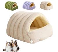 Cozy Monster Cat Bed, Pet Indoor Cave for Cats, Cats Cave Tent with Removable Cushion, Warm Cat Bed for Winter, Snuggle Season Just Got Fluffier for Pets (Beige,S)