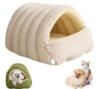 Cozy Monster Cat Bed, Soft and Warm Cats House Tent Bed, Cave Indoor CatBeds, With Removable Cushioned, Dual-Purpose Cat and Dog Nests, for Cats,Kittens and Small Dogs (Beige, M)