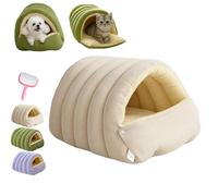 Cozy Monster Cat Bed,Soft and Warm Cats House Tent Bed,Comfortable Plush Pet Cave Beds,Non-Slip Cat Bed Removable Washable for Cats and Small Dogs (Beige, L)
