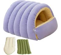 Cozy Monster Cat Bed, Soft Warm Cat Cave Tent for Indoor Cats, Removable & Washable Cushion, Cozy Pet House Bed for Kittens and Small Dogs, Cute Monster Design(Purple,Large)