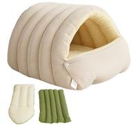 Cozy Monster Cat Bed, Soft Warm Cat Cave Tent for Indoor Cats, Removable & Washable Cushion, Cozy Pet House Bed for Kittens and Small Dogs, Cute Monster Design(Beige,Medium)