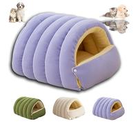 Cozy Monster Cat Bed, Teddy Fleece Soft Cave Non-Slip Cat Bed, Cats Cave Tent with Removable Cushion, Soft and Warm Cats House Tent Beds, Suitable for Small Pets (Purple,L)