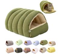 Cozy Monster Cat Bed, Thickened and Warm Enclosed Pet Bed with Removable Cushion, Covered Dog Bed for Small Dogs (Dark Green,M)