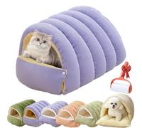 Cozy Monster Cat Bed, Ultra-plush Teddy Fleece Bed, Dog Cave Beds Cat Tent with Removable Cushion, Warm Cave Nest Sleeping House, 360° Nesting Design for Cats Small Dogs (Purple, L-65 * 40 * 28cm)