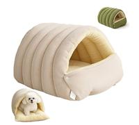 Cozy Monster Cat Bed, Warm Plush Covered Cat House with Removable Washable Cushioned, Non-slip Bottom and Foldable, for Small and Medium-sized Pets White 31x26x15cm/12.2x10.2x5.9in