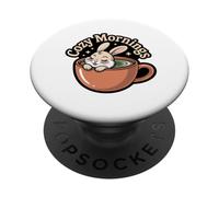 Cozy Mornings Cute Bunny Coffee Cup Animal Lover PopSockets Adhesive PopGrip