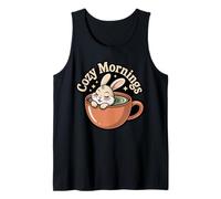 Cozy Mornings Cute Bunny Coffee Cup Animal Lover Tank Top