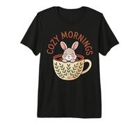 Cozy Mornings Cute Bunny Coffee Cup Rabbit Premium T-Shirt