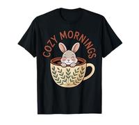 Cozy Mornings Cute Bunny Coffee Cup Rabbit T-Shirt