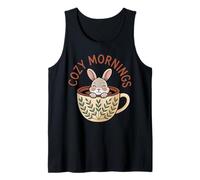 Cozy Mornings Cute Bunny Coffee Cup Rabbit Tank Top