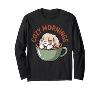 Cozy Mornings Cute Bunny Cup Rabbit Animal Coffee Long Sleeve T-Shirt