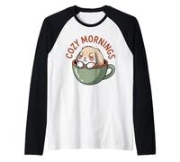 Cozy Mornings Cute Bunny Cup Rabbit Animal Coffee Raglan Baseball Tee